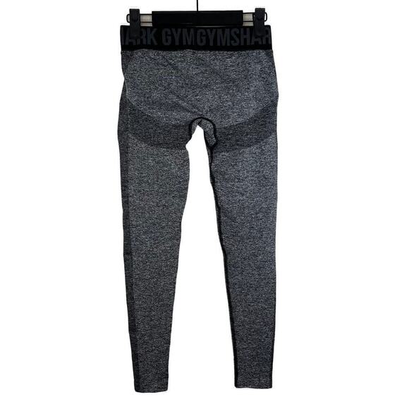 Gymshark Logo Band Athletic Leggings Flex Low Rise Grey Black Marl Size Small - Picture 3 of 7